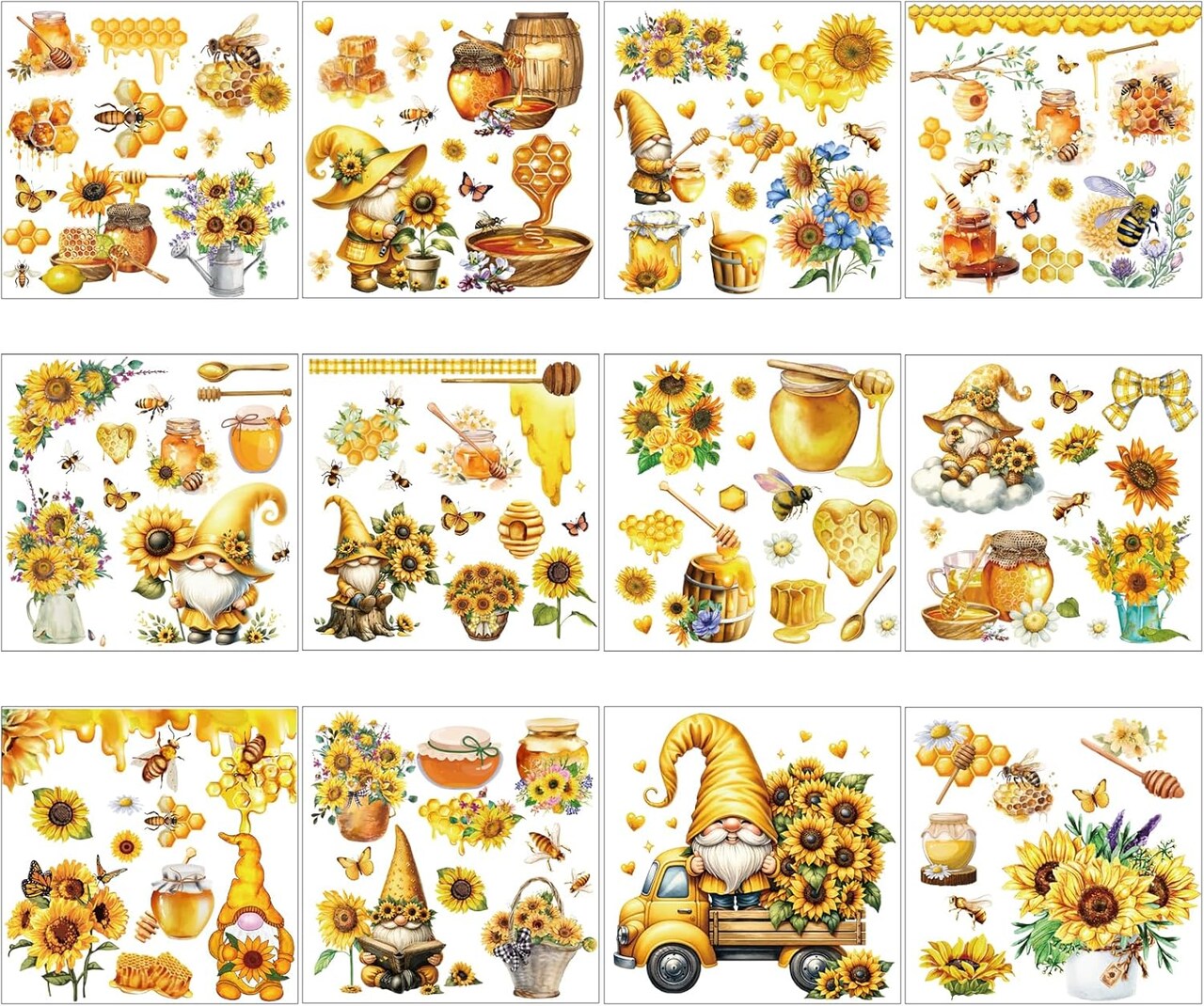 12 Sheets Bee Rub on Transfers for Crafts and Furniture Stickers (Honey Bee)